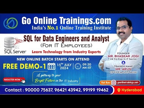 SQL for Data Analyst and Engineers Demo Part1 - July 15th, 2024 | Bhaskar Jogi | Go Online Trainings