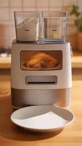 At first glance, it looks like a small ordinary machine sitting on a kitchen counter. But on top of it are two separate compartments. One is filled with water, the other with flour. The device hums quietly as the ingredients begin to mix automatically inside. Without any hands touching it, the batter forms perfectly. A flat surface heats up, and the machine pours the mixture in smooth, measured circles. Within seconds, golden pancakes begin to cook evenly, flipping on their own at exactly the ri