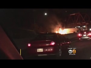 Fiery Big-Rig Crash Causes Traffic Nightmare On 215 Freeway