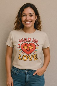 MAD IN LOVE T-shirt, Unisex Graphic Tee for Couples, Lovers, Romantic Aesthetic Gift Shirt, Soft Cotton Vintage Style - Etsy