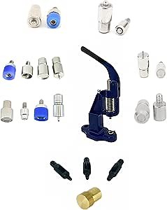 HOBBY TRENDY Hand Press Set with Hole Punches, Essential Dies for Snap Buttons, Eyelets, Grommets, Rivets Setting (Navy Press)