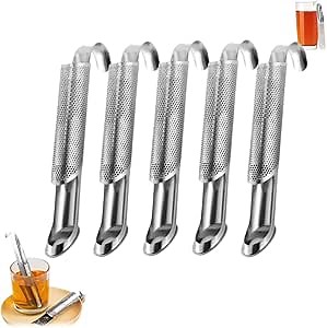 New Upgraded Stainless Steel Tea Diffuser with Hook Handle - Fine Hole Diffuser for Bulk Tea and Coffee (5PCS)