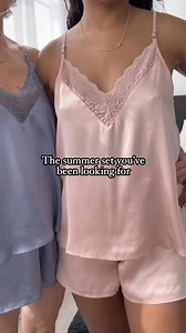 Searching for the perfect summer lounge set? Look no further! Indulge in the ultimate luxury of our silk sleep sets, the perfect outfit to transition from a comfy day to a night out! | Bloomers Intimates