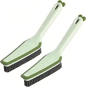 Hard Bristle Detachable Cleaning Brush, 4 in 1Household Cleaning Brush, Crevice Cleaning Brush, Multifunctional Gap Cleaning Scrub Brush Cleaning Tools for Kitchen, Bathroom, Window (2, Green)