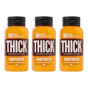Duke Cannon THICK Body Wash for Men – Sawtooth Alpine Air & Cedarwood Scent, 3X Thicker Formula, Mineral-Enriched Exfoliation, Sulfate & Paraben Free, 18 oz (Pack of 3)