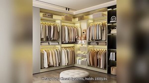 Unikito 108” Corner Closet System, 3-Piece L-Shaped Closet Organizer with 2 Closet Towers and 1 Corner Unit, Heavy Duty Wood Garment Rack with 6 Hanging Rods, Freestanding Walk-in Wardrobe, White Oak
