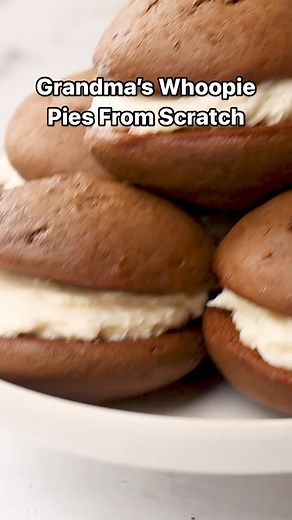 Recipe: https://www.servedfromscratch.com/grandmas-whoopie-pies-from-scratch/ A tried and true family recipe for the ultimate sweet treat for the mom in your life! | Served From Scratch