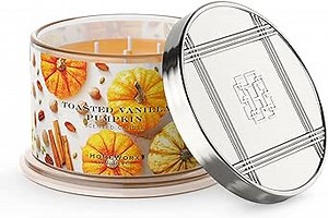 HomeWorx Toasted Vanilla Pumpkin Candle, Premium Scented 18 oz Candle, Long-Lasting Jar Candle, 30-55 Clean Hours Burn Time - Spiced Pumpkin, Amaretto Vanilla, Cardamom & Tonka Bean