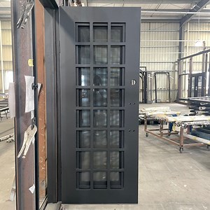 [Hot Item] Custom Lattice Design Wrought Iron Single Door with Glass