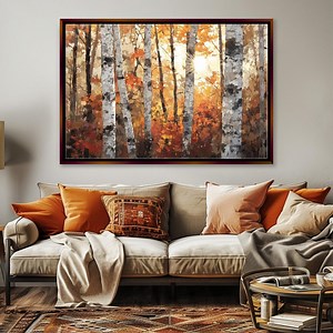 Autumn Birch Tree Wall Art Canvas Print, Cozy Fall Decor , Framed or Unframed, Gallery-wrapped Giclée, Ready to Hang, Extra Large Wall Art - Etsy