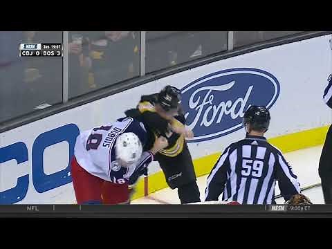 Charlie McAvoy fights Dubois, gets Gordie Howe hat trick 12/18/17
