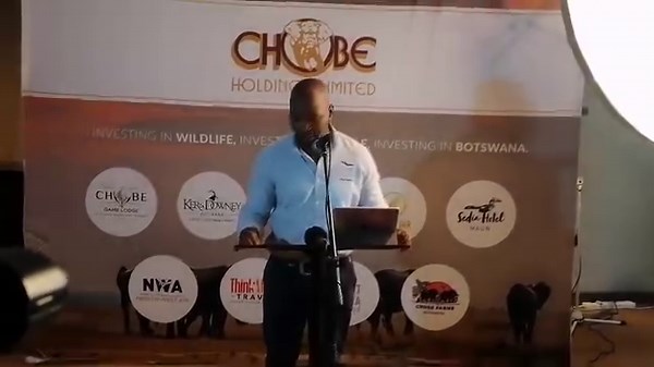 Chobe Game Lodge 50th Anniversary celebrations underway at the Lodge. MC Odumetse, Managing Director Chobe Holdings giving the Welcome Remarks. | The Ngami Times