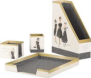 Simplicity Vintage Retro Sewing Pattern Artwork Accessories and Workplace Desk Organizer Set, One Size, Multicolor DS-23119