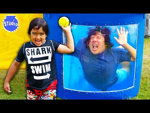 DUNK TANK CHALLENGE! Ryan VS Parents Family Fun
