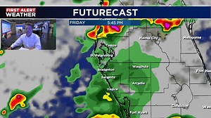 Futurecast of radar and clouds for the area through Friday. Look for scattered showers and a few thunderstorms to light up the skies mainly in the afternoon and early evening through the weekend | ABC7 Sarasota - WWSB