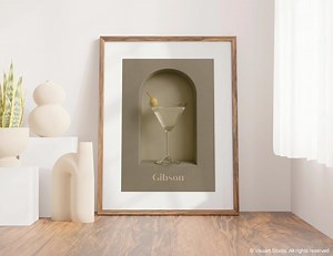 Gibson Martini Print: Gray Arch Niche Minimalist Cocktail Art (digital Download) - Etsy