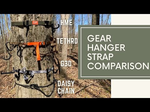 Gear Hanger Strap Comparison: G3D Gear Hanger, Tethrd HYS Strap, HME Accessory Belt, Daisy Chain
