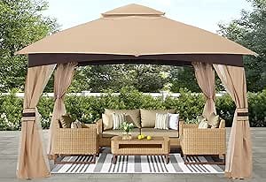 Amazon.com : ABCCANOPY 8x8 Outdoor Gazebo - Patio Gazebo with Mosquito Netting, Outdoor Canopies for Shade and Rain for Lawn, Garden, Backyard & Deck (Beige) : Patio, Lawn & Garden