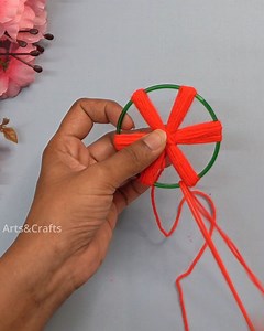 Beautiful flower DIY from waste bangle loom & wool | Arts&Crafts