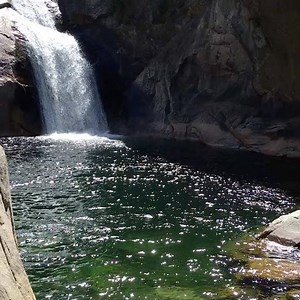 Roaring River Falls at Kings Canyon National Park. See more here: https://www.national-park-posters.com/product/kings-canyon-national-park/ #nationalpark #kingscanyonnationalpark #posterart | National Park Posters