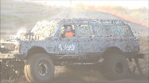1972 Suburban doing Freestyle at the Trucks Gone Wild event in Moses Lake, Wa hosted by the Sand Scorpions. Despite fuel delivery and carburetor issues, Justin Swan drives the heavy Ol' Hoopty around until eventually one rear tire comes off the bead and then the oil pickup tube breaks off and loses oil pressure and spins two rod bearings. | Big Trucks Low Bucks