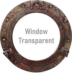 Nagina International Rustic Copper Shipwrecked Premium Nautical Porthole Mirror | Nautical Bathroom Mirrors (24 Inches, Aluminum Window)