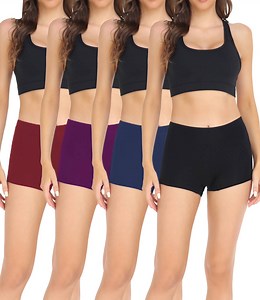 wirarpa Women's Boyshorts Panties Cotton Boxer Briefs for Ladies Underwear Shorts 4 Pack Red Purple Blue Black Small