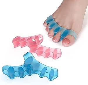 4 Pcs Toe Separator,Bunion Corrector for Women Men Toe Spacers to Correct Bunions Yoga Toes Straightener Stretcher Big Toes Correctors Gel Separators (Blue+Pink)