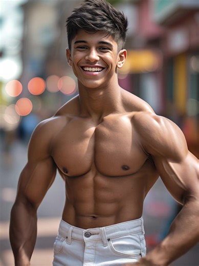 Latino Muscle Flexing After a Gym Workout