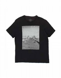 Vintage Armani Jeans Graphic T-shirt Top UK 18 XL In Black | ASOS