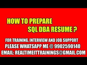 How to Prepare Sql DBA Resume
