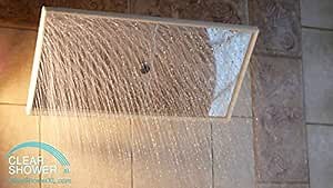 PREMIUM Large Shower Head by Clear Shower XL - Mirror Model, FIRM PRESSURE Square 18 inch (45cm) Adjustable Shower Head, LUXURY Waterfall Full Body Coverage, Easy to Install