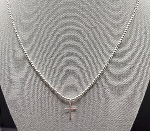 Sterling Silver Beaded Cross Necklace: Elegant Minimalist Jewelry - Etsy