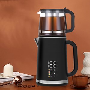 [Hot Item] Double Layer Scald Prevention Boiling Water Kettle Digital Control Turkish 2 in 1 Electric Tea Maker Machine with Tea Infuser