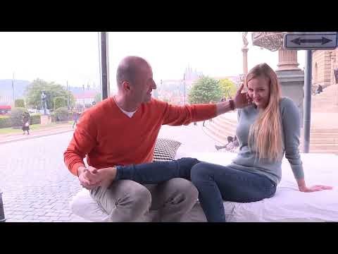 Slender blonde Candy Alexa first time in public