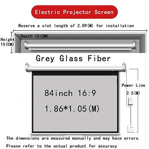 [Hot Item] Thinyou 84inch 16: 9 Grey Glass Fiber Wireless Remote Control Electric Projection Screen