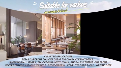 Small Reception Desk with Counter Receptionist Desk Modern Front Table Checkout Counter Table Retail Counter for Reception Room/Salon/Office/Store/Shop/Clinic/Home Black 47inch/120cm