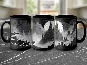Dark Fantasy Castle Mug: Gothic Wizard Dragon Art - Etsy Canada