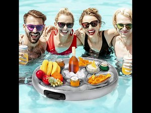 Weilaike Inflatable Floating Drink Holder, 8 Holes Pool Food Drink Tray,Versatile Floating Tray for Pools & Hot Tub, Beach & Spa Hot Tub Accessories,Large Capacity Drink Float