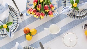 Pure Linen Table Runner: White & Pastel Contempo Design - Etsy