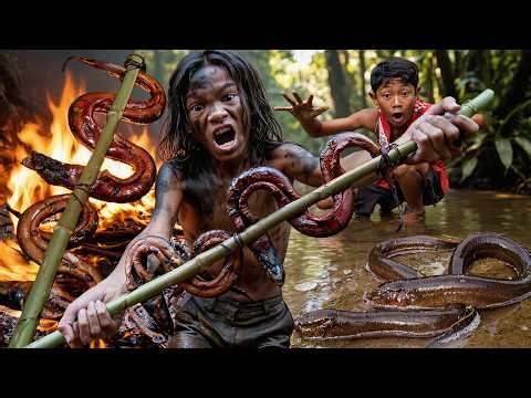 Primitive Technology / Grilled & Cooking Eel In Jungle For Food