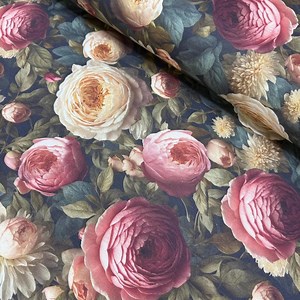 Roses Upholstery Fabric, Burgundy Floral Fabric, Flower Garden Fabric, Shabby Chic Pink Cream Tapestry Large Print Curtain Decor Fabric Yard - Etsy
