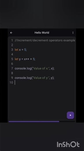 Increment /decrement operators example in Javascript. #htmltags #html #htmlcoding #code #coding #js