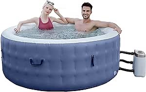 #WEJOY Hot Tub Air Jet Spa 4-6 Person Inflatable Portable Hot Tub 76 X 26 Inch Outdoor Round Heated Hot Tub Spa with 120 Bubble Jets, Blue/White