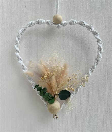 Macrame Boho Heart Wreath With Real Dried Flowers – Wall Decor - Etsy