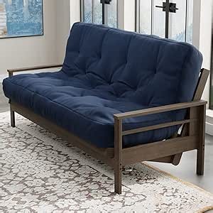 Loosh Home | 8" Twin Size Futon Sofa Bed Foam Mattress - USA Made, Navy, No Frame