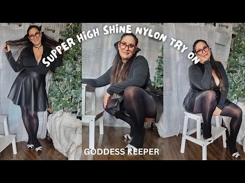 HIGH SHINE Tights / PANTYHOSE NYLONS TRY ON AND REVIEW FESTIVE CHIC outfit Goddess keeper