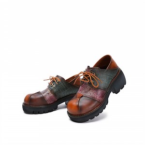 [Hot Item] Hot Sale Women Genuine Leather Shoes Lace-up One-Step Flat Dress Shoes