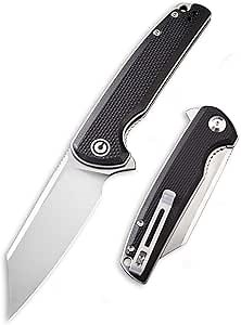 CIVIVI Brigand Flipper Pocket Knife, Liner Lock Folding Knife 3.46” D2 Satin Dependable Knife Blade with Solid G-10 Handles, Secure Reversible Clip for EDC Hunting Outdoor Carry C909C (Black)