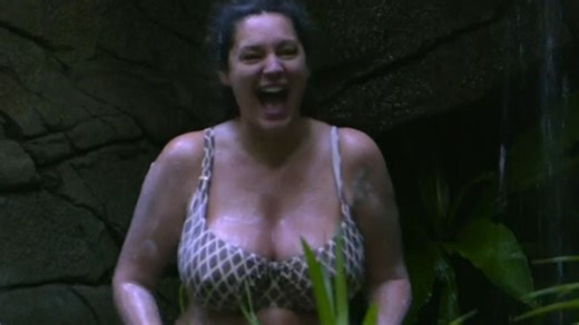 Kelly Brook strips to bikini & is first I’m A Celeb star to use jungle shower